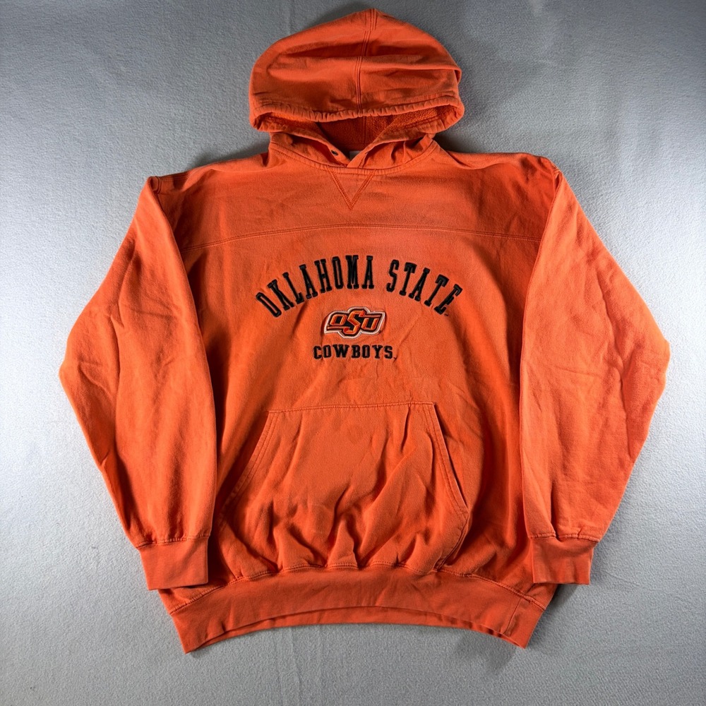 NCAA Oklahoma State Cowboys Hoodie Orange Mens Large OSU Embroidered Pullover